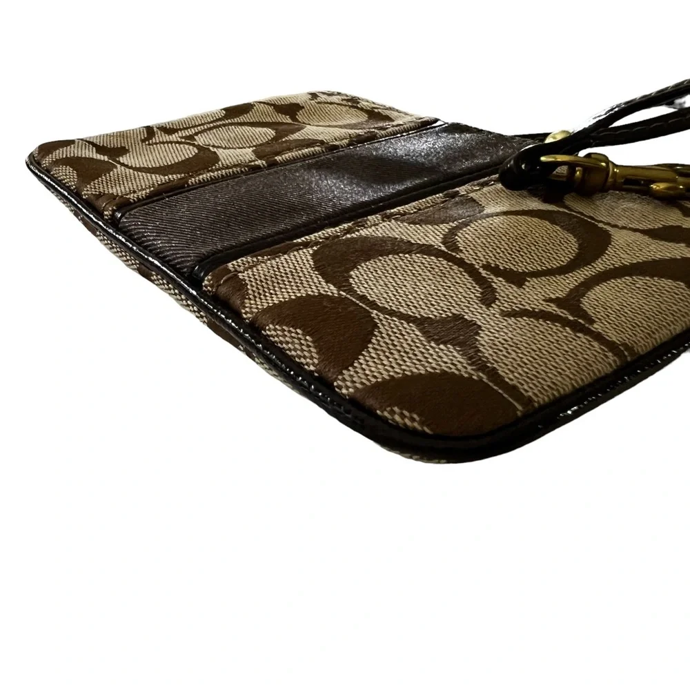 Coach Wristlet Dark Brown Logo
